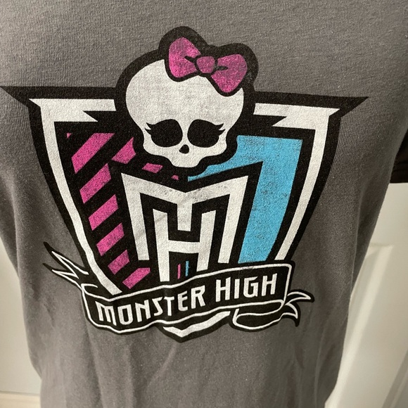 Monster Graphic T-shirt High School Logo Grey XS Ladies - Picture 2 of 13